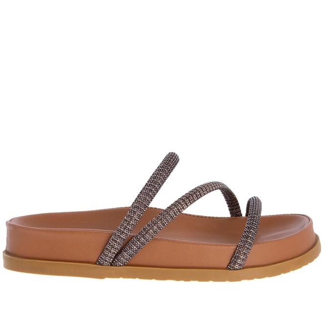 Sandália Gabriela Flatform Tiras Lurex Caramelo Sandália Gabriela Flatform Tiras Lurex Caramelo