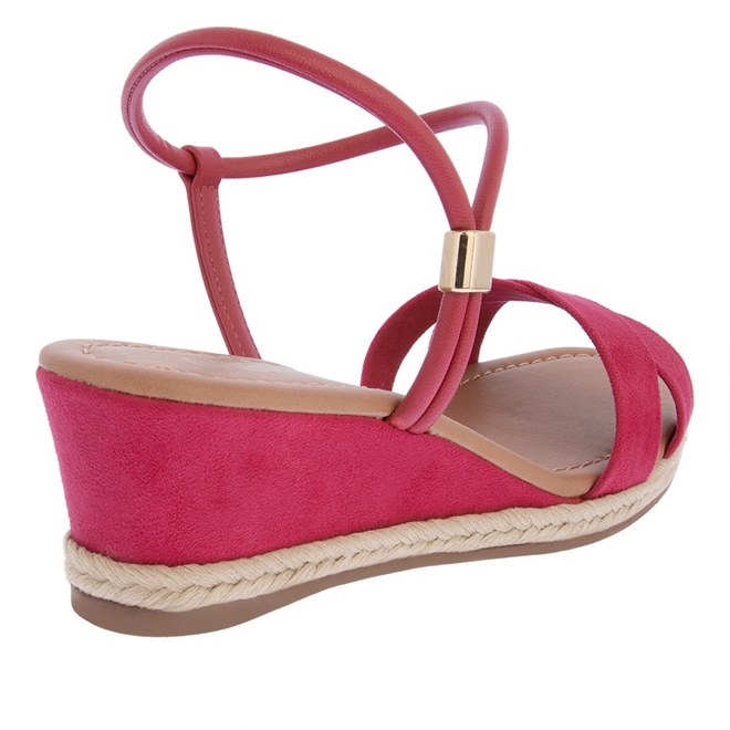 Sandália Espadrille Gabriela Anabela Tiras Cruzadas Camurça Pink Sandália Espadrille Gabriela Anabela Tiras Cruzadas Camurça Pink