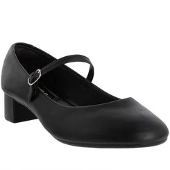 Scarpin Boneca Gabriela Salto Grosso Fivela Preto