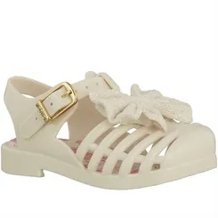 Sandália Aranha Charmosinha Chic Laço Glitter Fivela Off White