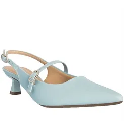 Scarpin Boneca Slingback Gabriela Salto Taça Fivelas Azul