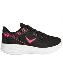 Tênis Infantil Vertus Jogging Detalhe Logo Tecido Rosa Neon & Preto