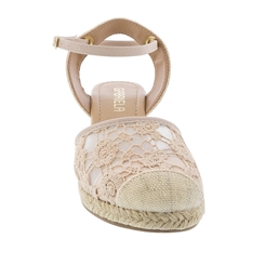 Sandalia Anabela Feminina Renda Salto Alto Sisal