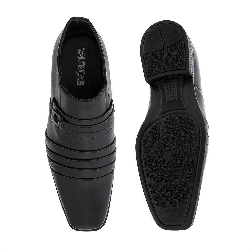 Sapato Social Valença com Pespontos Preto Preto