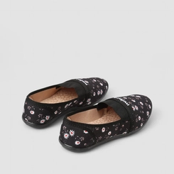 Sapatilha Feminina Moleca Floral Detalhe Elástico Preto