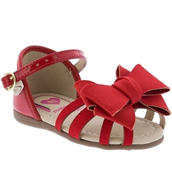 Sandália Molekinha Bebê Soft Pop com Laço Camurça Vermelho