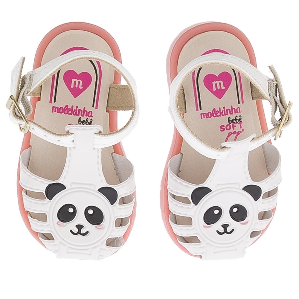 Sandália Molekinha Bebê Soft Pop Panda Verniz Branco - Renner