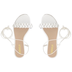 Sandália Rasteira Gabriela com Amarração Branco