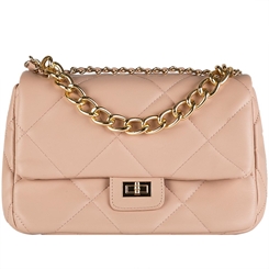 Bolsa Tiracolo Gabriela com Corrente Matelassê Nude