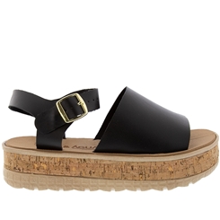 Sandália Terra \u0026 Água Plataforma Cortiça Preto