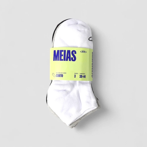 Kit Meias Olympikus Cano Curto STZ Três Pares 39 ao 44 Color