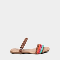 Sandália Rasteira Feminina Penélope Tiras Tressê Multicolor