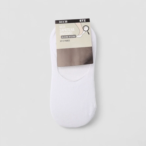 Kit Meia Canoa STZ Dois Pares 34 ao 38 Branco