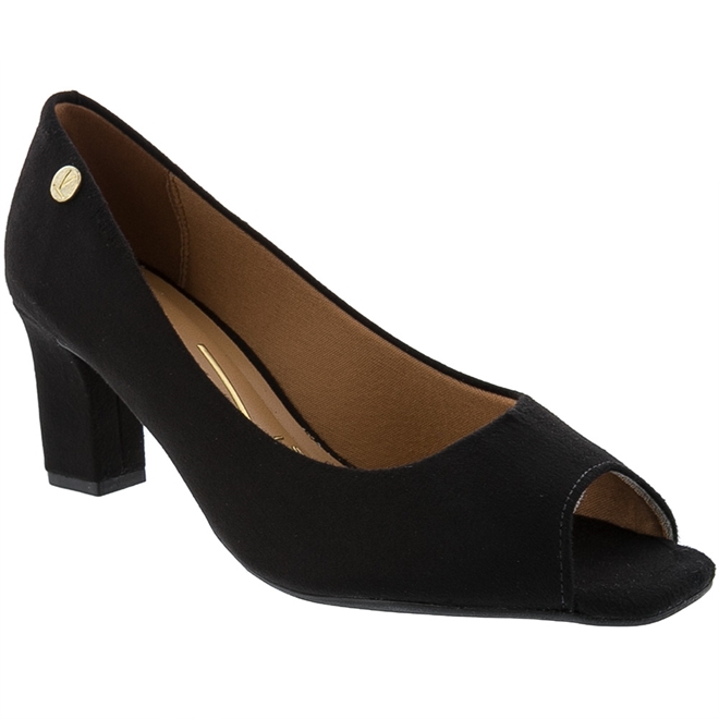 Sapato peep toe store preto salto grosso