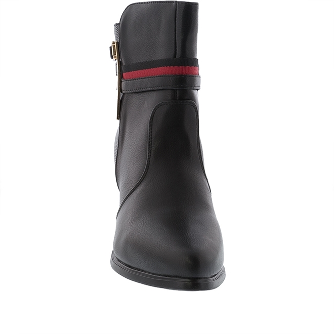 Ankle Boot Mooncity Salto Grosso Detalhe Aplicações Preto