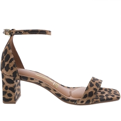 Sandália Vizzano Salto Bloco Animal Print Tecido Caramelo