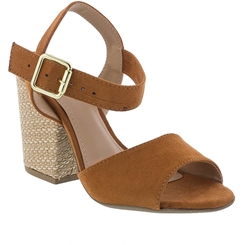 sandalias caramelo salto grosso