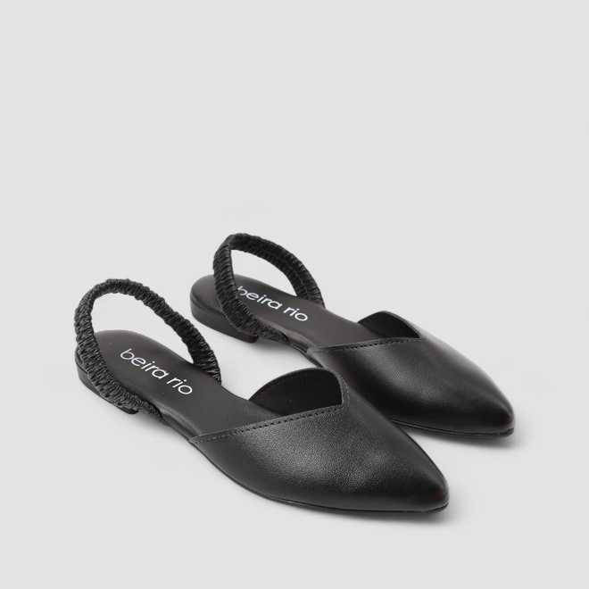 Scarpin Slingback Feminino Beira Rio Tira Drapeada Preto
