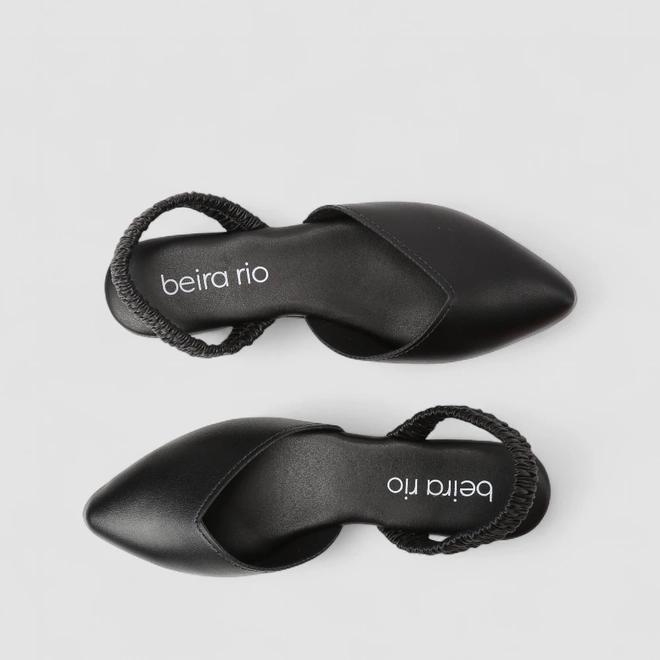Scarpin Slingback Feminino Beira Rio Tira Drapeada Preto