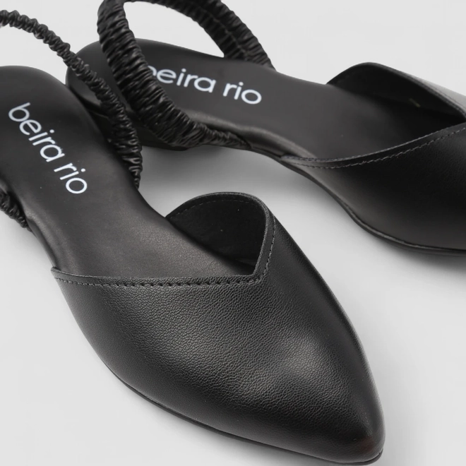 Scarpin Slingback Feminino Beira Rio Tira Drapeada Preto