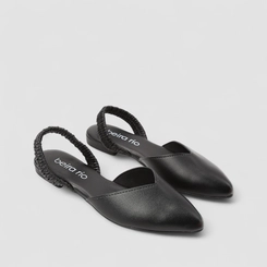 Scarpin Slingback Feminino Beira Rio Tira Drapeada Preto