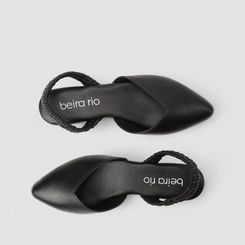 Scarpin Slingback Feminino Beira Rio Tira Drapeada Preto