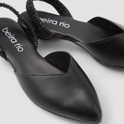Scarpin Slingback Feminino Beira Rio Tira Drapeada Preto