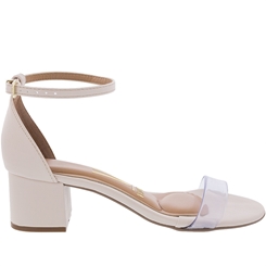 Sandália Vizzano Salto Bloco Vinil Branco