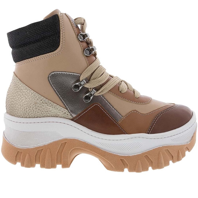 T nis Vizzano Chunky Cano Alto Recortes Bege