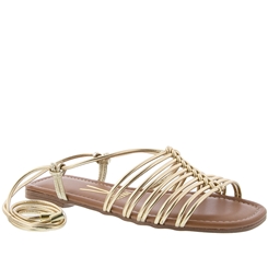 Sandália Feminina Rasteira Metalizada Amarração Vizzano | Marisa