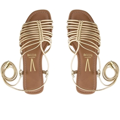 Sandália Rasteira Vizzano com Amarração Dourado 6408107