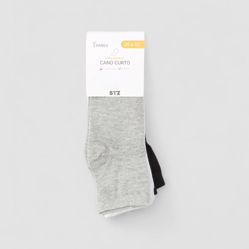 Kit Meia Infantil Cano Baixo STZ 3 Pares 30-33 Color