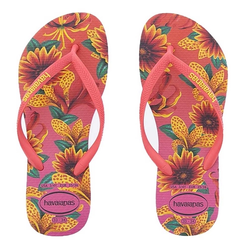 Chinelo Havaianas Slim Floral Coral