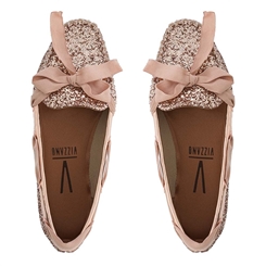 Mocassim Vizzano Detalhe em Laço Glitter Ouro Rosé 1187365