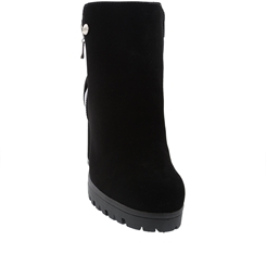 Bota Coturno Via Marte Salto Grosso com Zíper Nobuck Preto 211503