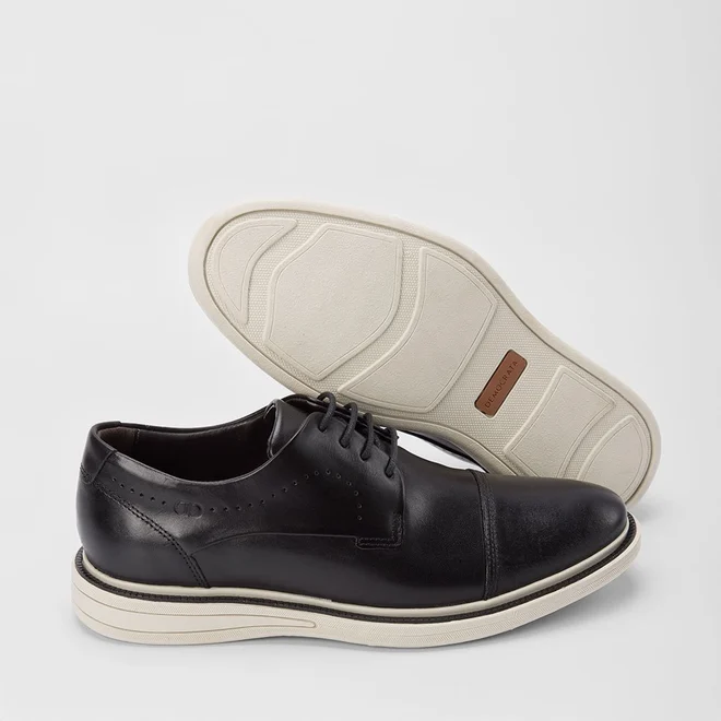 Sapato Casual Democrata Couro Bege & Preto