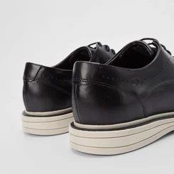 Sapato Casual Democrata Couro Bege & Preto