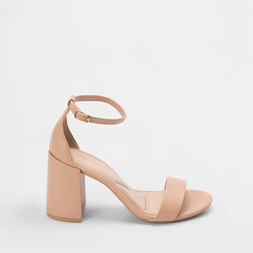 Sandália Gabriela Essenciais Salto Grosso Pespontos Nude