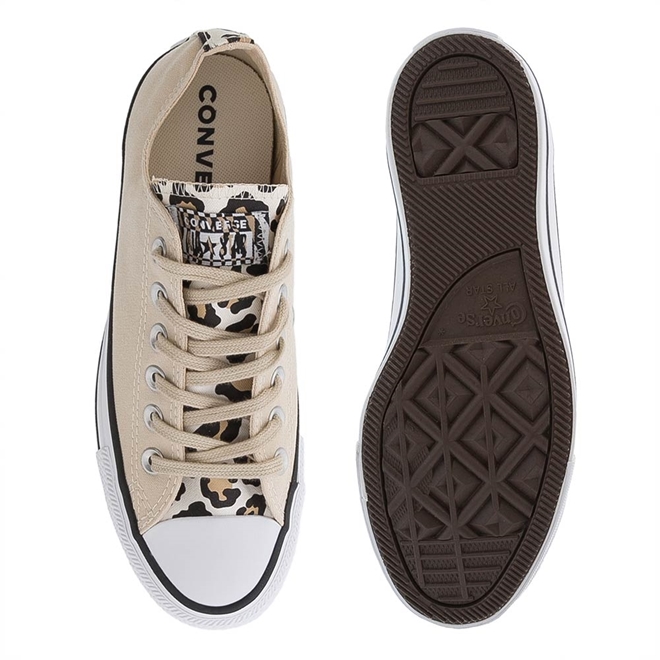 Tênis Converse Feminino All Star Chuck Taylor Onça Bege