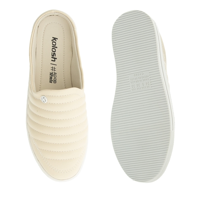 Tênis Mule Kolosh Casual Matelassê Off White