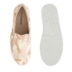 Slip On Via Marte Flatform Camuflado Tecido Nude