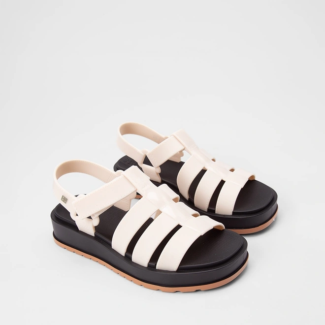 Sandália Feminina Zaxy Tiras Aranha Flatform Off White