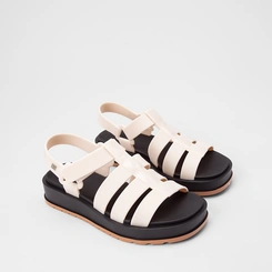 Sandália Feminina Zaxy Tiras Aranha Flatform Off White