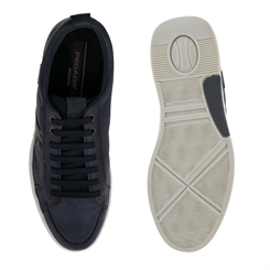 Sapatênis Pegada Recortes Couro Marinho