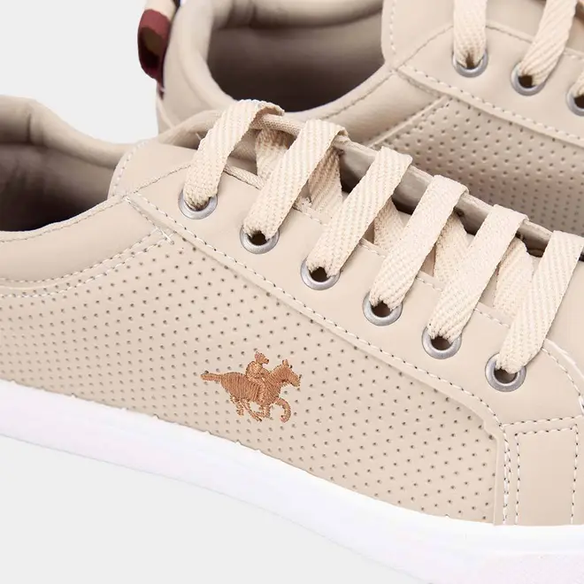Tênis Polo Energy Casual Detalhe Perfuros Bege