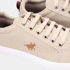 Tênis Polo Energy Casual Detalhe Perfuros Bege