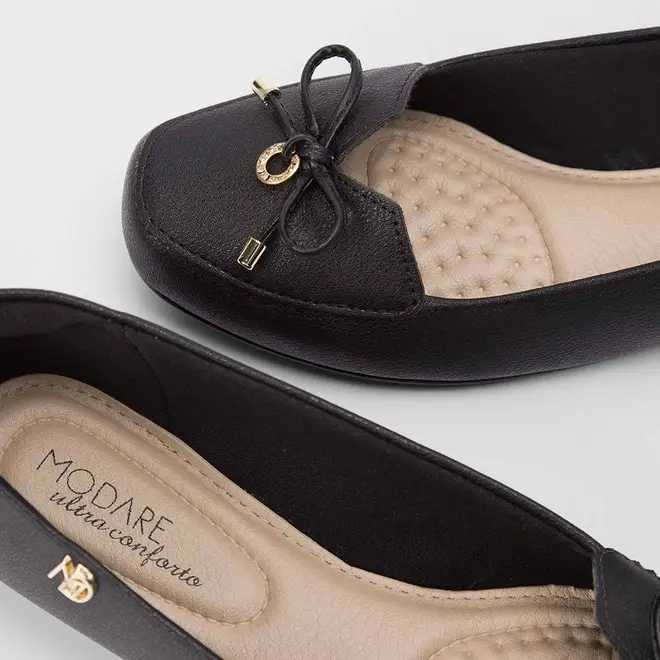 Mocassim Modare Ultraconforto Laço Pingente Preto