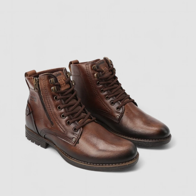 Bota Coturno Pegada Rustic Zíper Couro Marrom