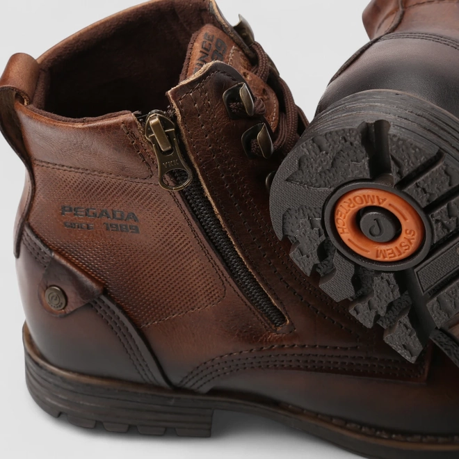 Bota Coturno Pegada Rustic Zíper Couro Marrom