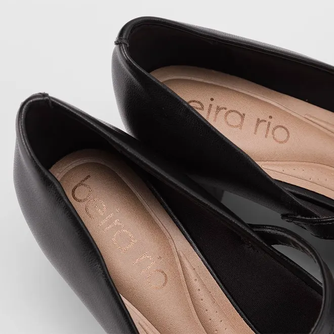 Scarpin Boneca Feminino Beira Rio Salto Bloco Preto